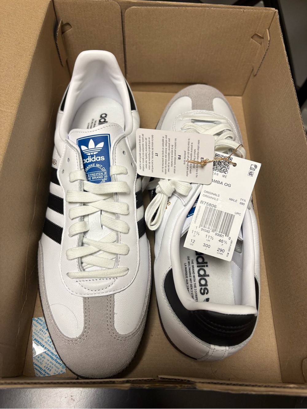 adidas White and Black Samba OG Retro Sneakers
